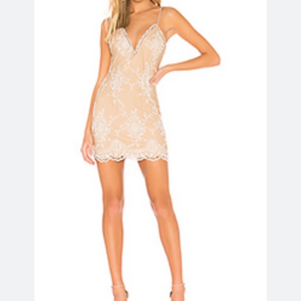 Elegant Lace Beige Dress
